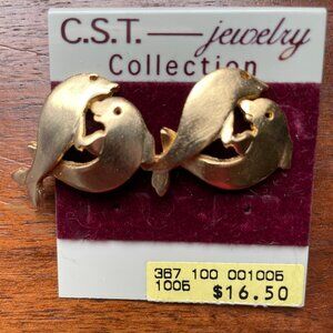 3/$12 Gold Tone Dolphin Earrings for Pierced Ears.